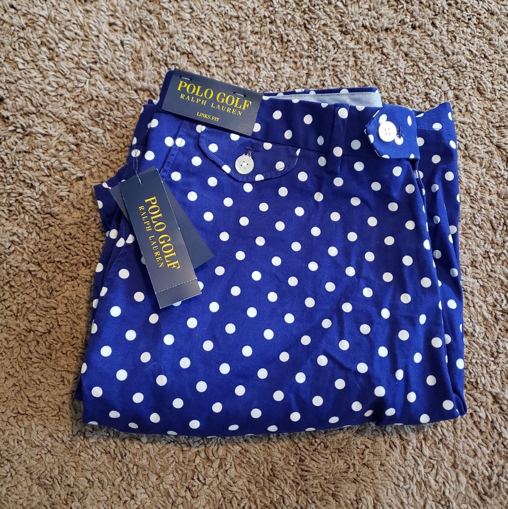Polo by Ralph Lauren Blue and White Flat Front Shorts